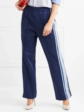 Marc Jacobs •  Wide-Leg Jacquard-Trimmed Track Pants in Navy Blue